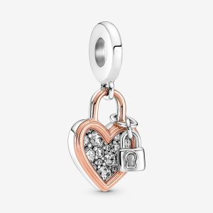 Heart Padlock Dangle Charm