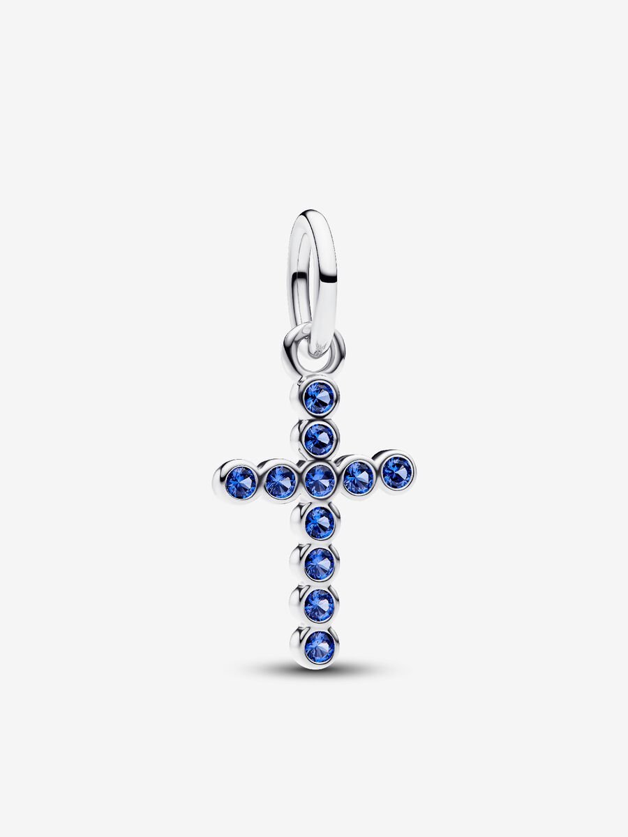 Blue Round Bezel Cross Necklace set - Image 3