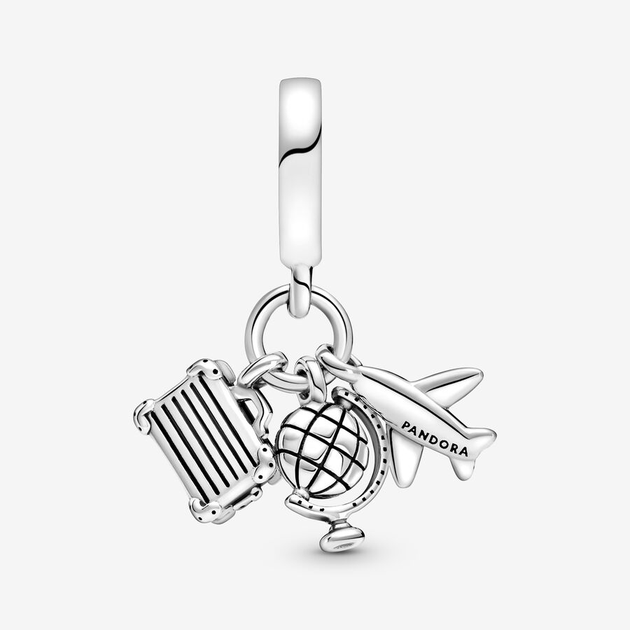 Airplane, Globe & Suitcase Dangle Charm - Image 5