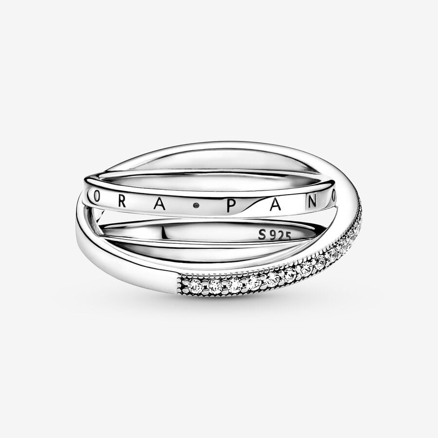 Crossover Pavé Triple Band Ring Sterling silver - Image 2