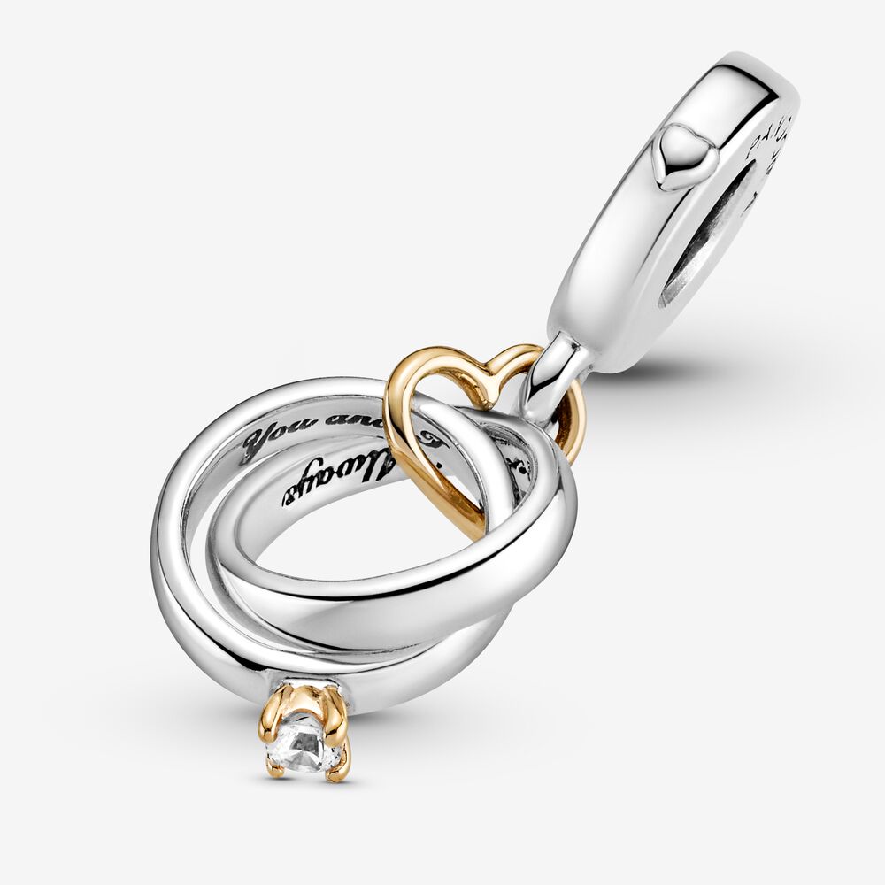 Two-tone Wedding Rings Dangle Charm - Image 2