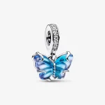 Blue Murano Glass Butterfly Dangle Charm