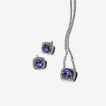 Sparkling Square Blue Halo Jewelry Gift Set