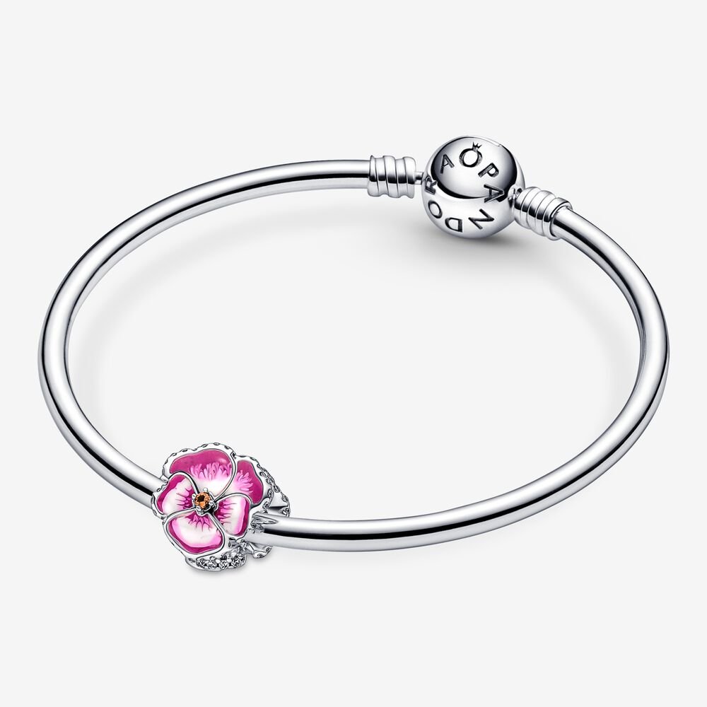 Pink Pansy Flower Charm - Image 4