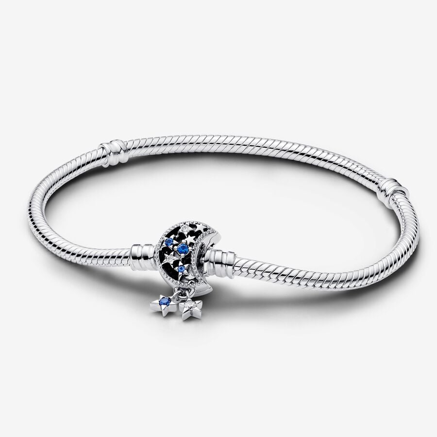 Sparkling Moon Clasp Snake Chain Bracelet