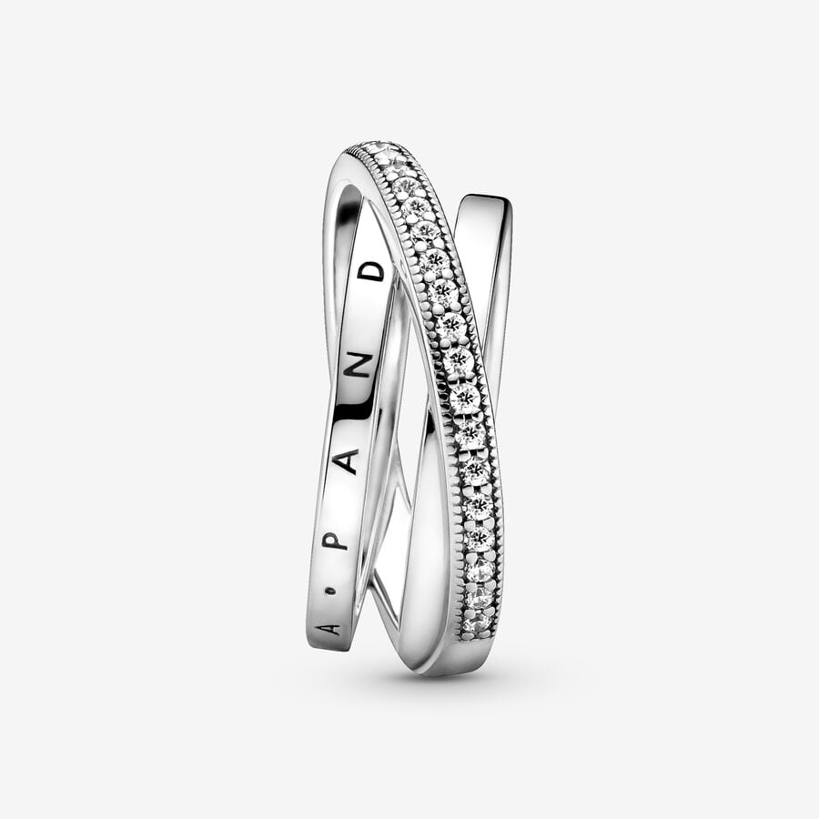 Crossover Pavé Triple Band Ring Sterling silver - Image 3