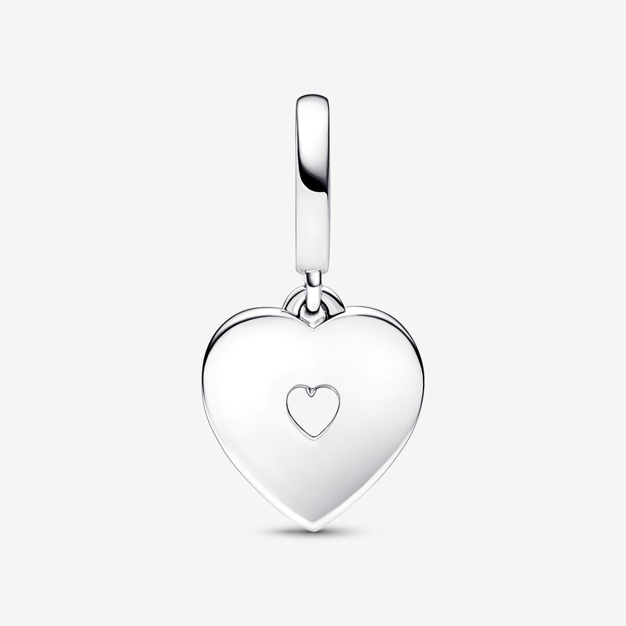 Pearlescent White Heart Double Dangle Charm - Image 4