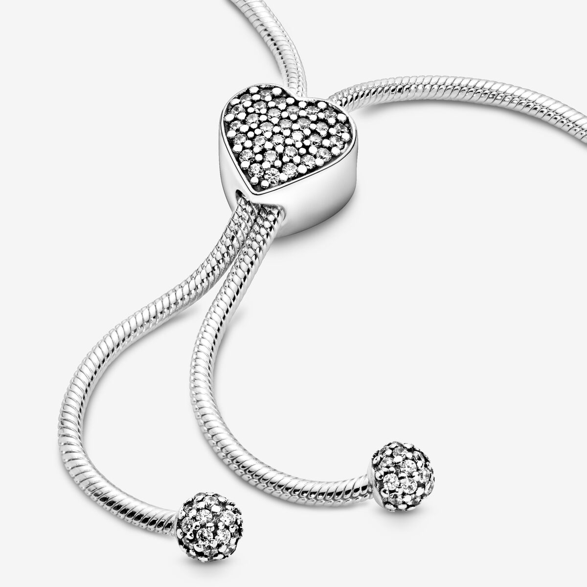 Moment Pave Heart Clasp Snake Chain Slider Bracelet - Image 4