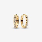 Sparkling Huggie Hoop Earrings-Gold plated