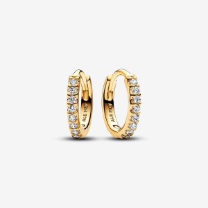Sparkling Huggie Hoop Earrings-Gold plated