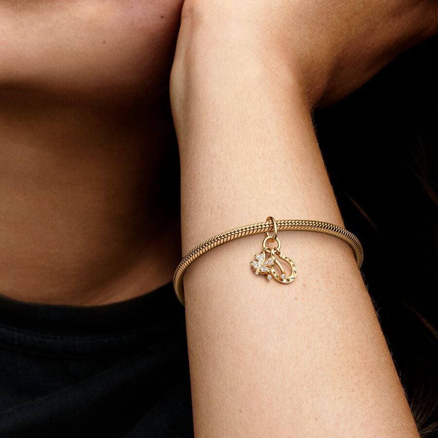 Lucky Clover, Wishbone & Horseshoe Dangle Charm - Image 3