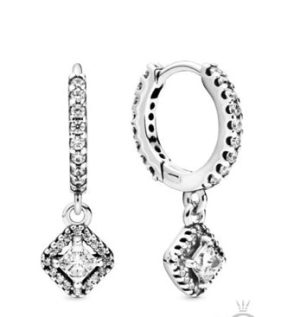 Square Sparkle-Hoop Earrings