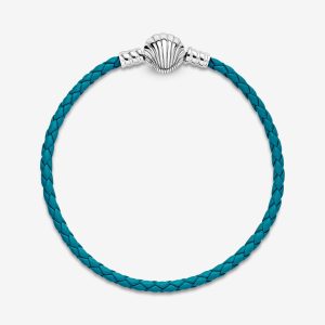Clasp Turquoise Braided Leather Bracelet