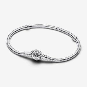 Moments Rose in Bloom Clasp Snake Chain Bracelet