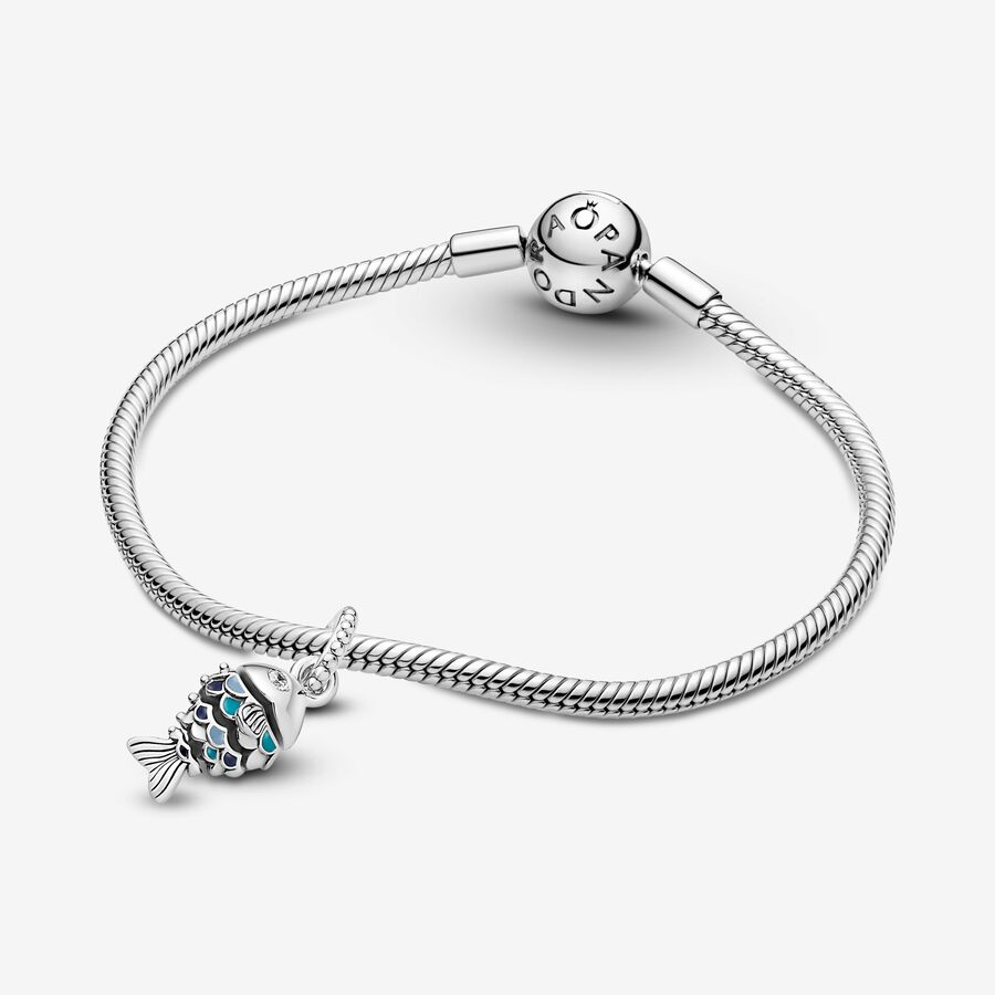 Blue Scaled Fish Dangle Charm - Image 2
