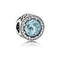 Radiant Hearts Charm - Glacier-Blue Crystals & Clear