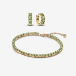 Sparkling Green Bracelet and Earring Set