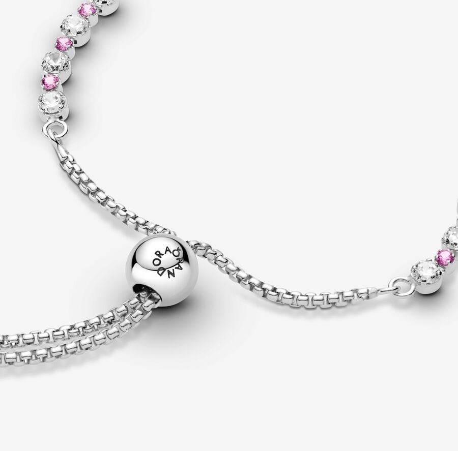 Pink & Clear Sparkle Slider Bracelet - Image 2