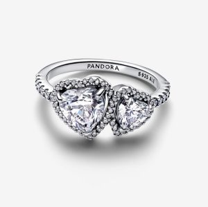 Sprankelende Halo Harten Ring