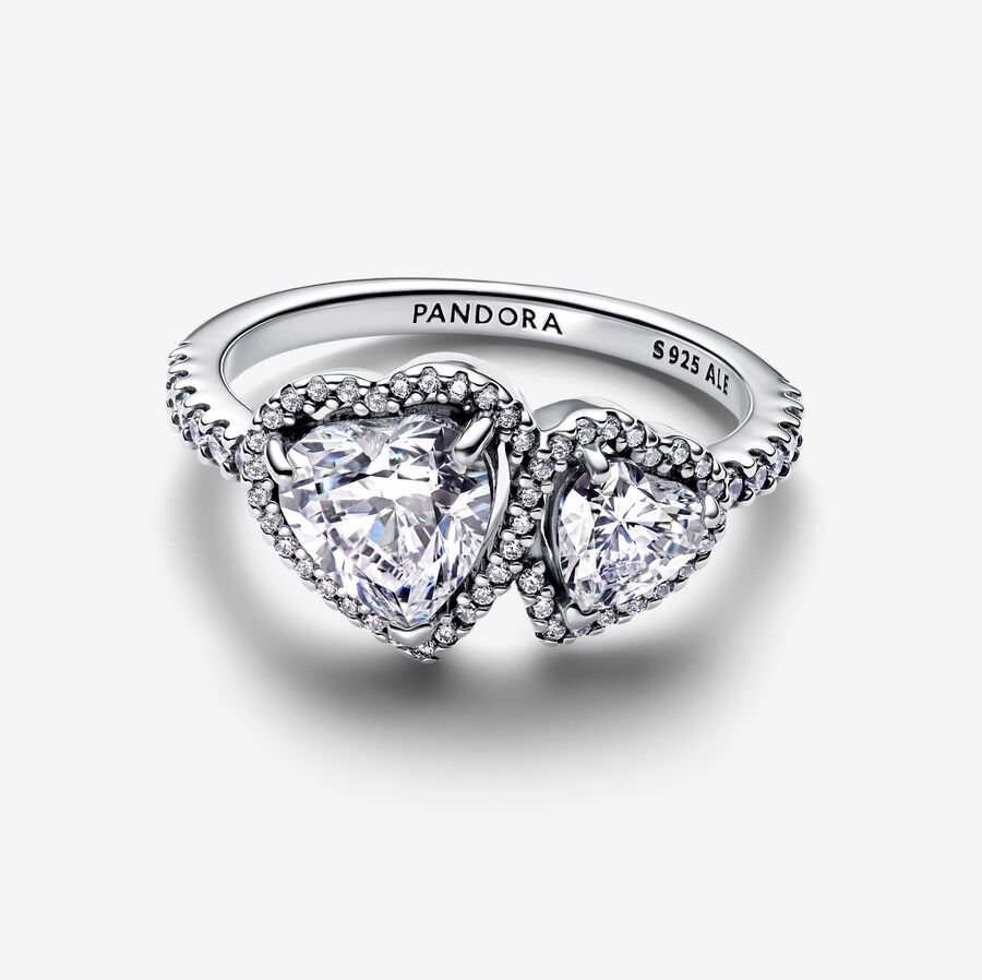 Sprankelende Halo Harten Ring