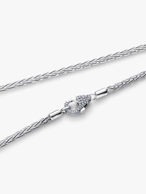 Pavé Clasp Foxtail Chain Charm Necklace - Image 3