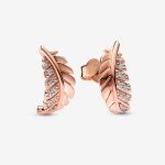14k Rose Gold-plated Floating Curved Feather Stud Earrings
