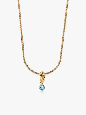 14k Gold Plated March Birthstone Necklace Set