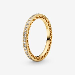 Sparkle & Hearts Ring Gold plated