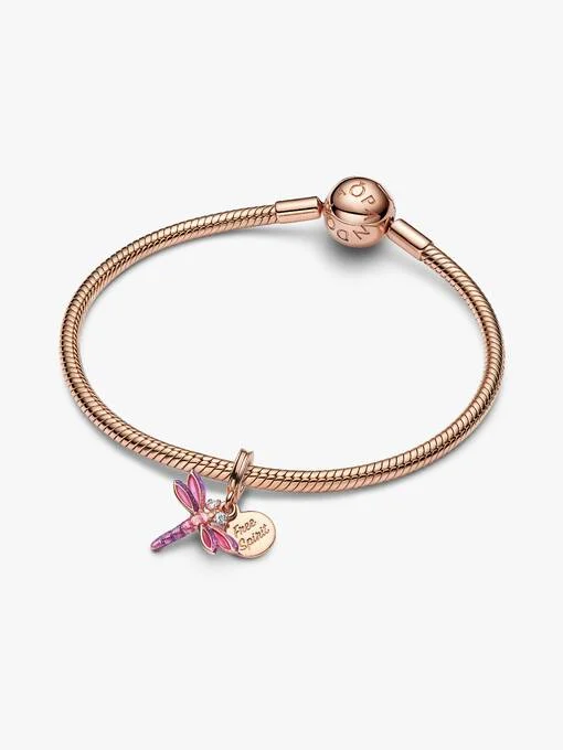 Pink Dragonfly Double Dangle Charm - Image 3