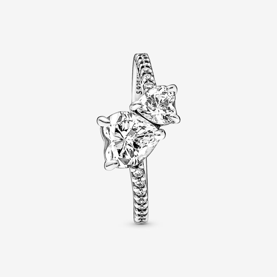 Double Heart Sparkling Ring - Image 4