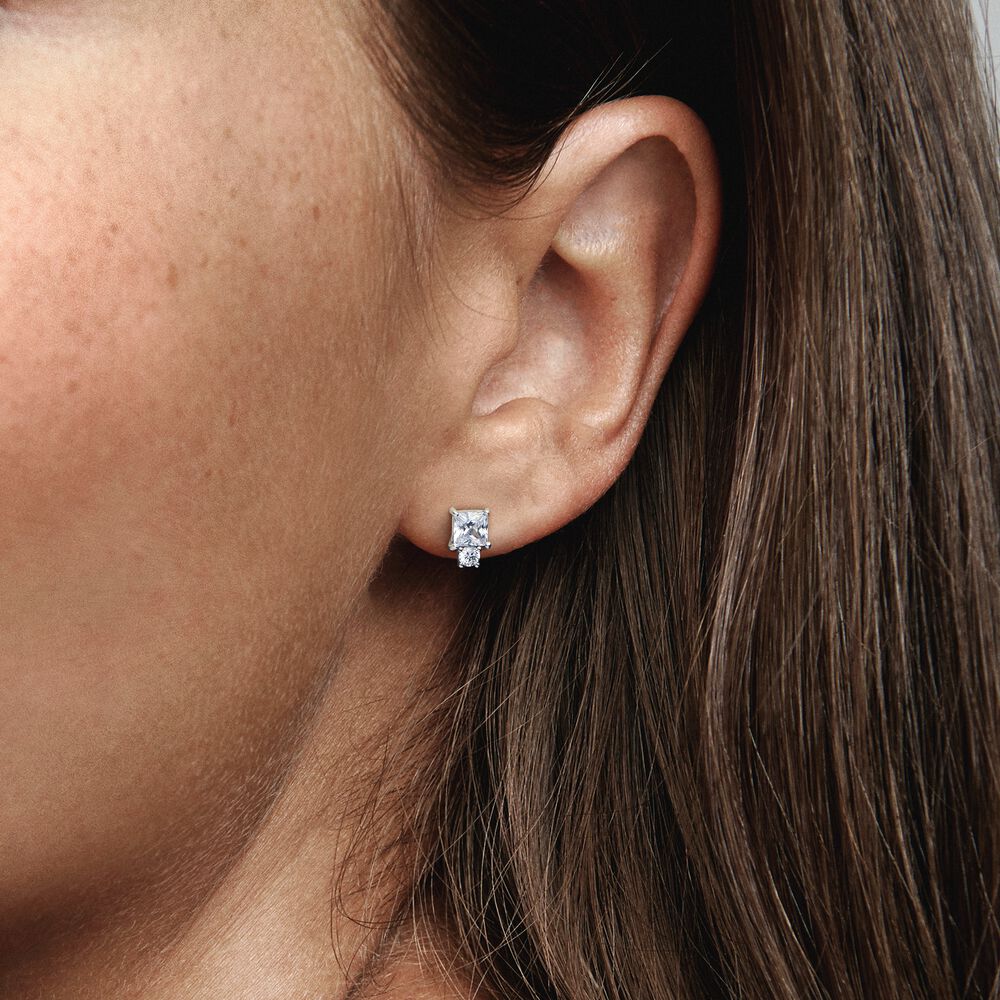 Sparkling Round & Square Earrings - Image 2