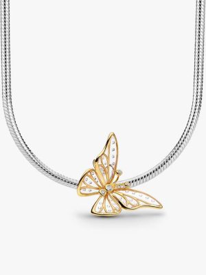 Mixed metal Butterfly Charm Necklace Set