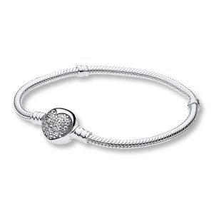 Moments Sparkling Heart Clasp Snake Chain Bracelet