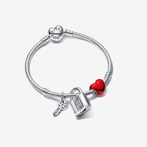 Heart Clasp Bracelet and Charms Set