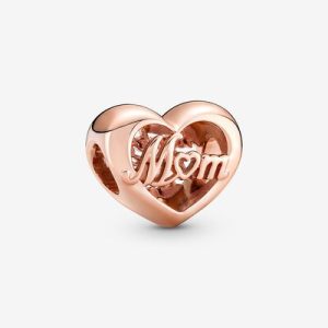 Rose-Plated Thank You Mom Heart Charm