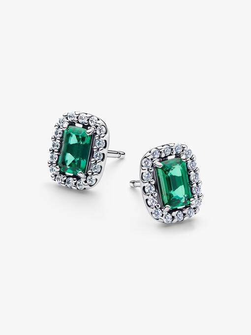 Sparkling Rectangular Stud Earrings - Image 2