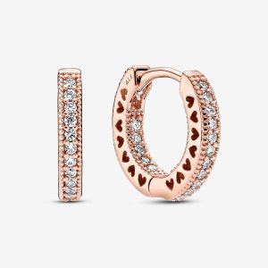 Pave Hearts Rose Hoop