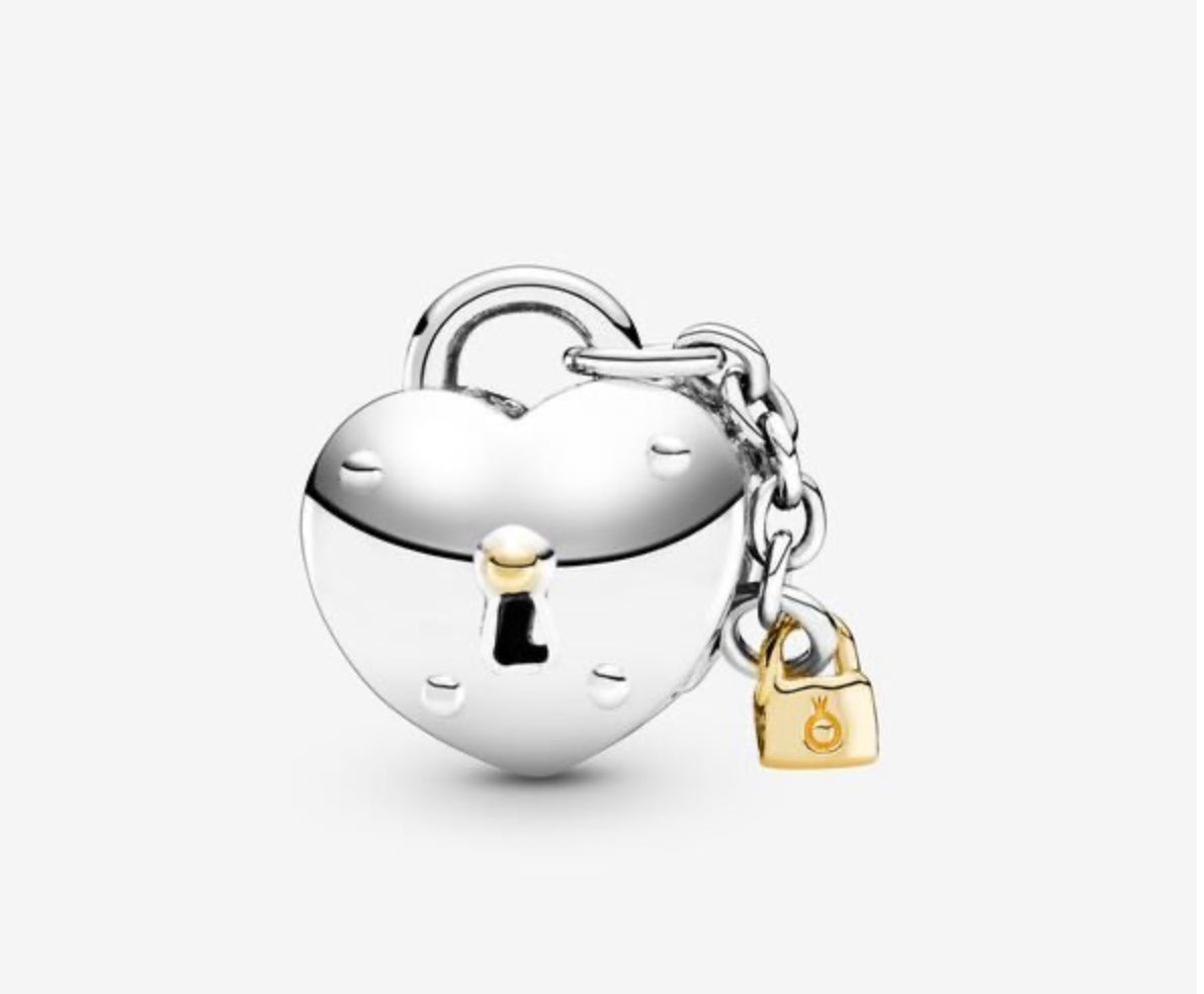 Two-Tone Heart and Lock Charm - Image 2