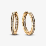 Signature Logo & Pavé Hoop Earrings