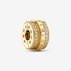 Sparkling Pavé Lines & Logo Clip Charm