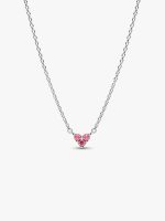 Triple Stone Pink Heart Collier Necklace
