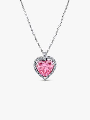 Pink Halo Heart Collier Necklace