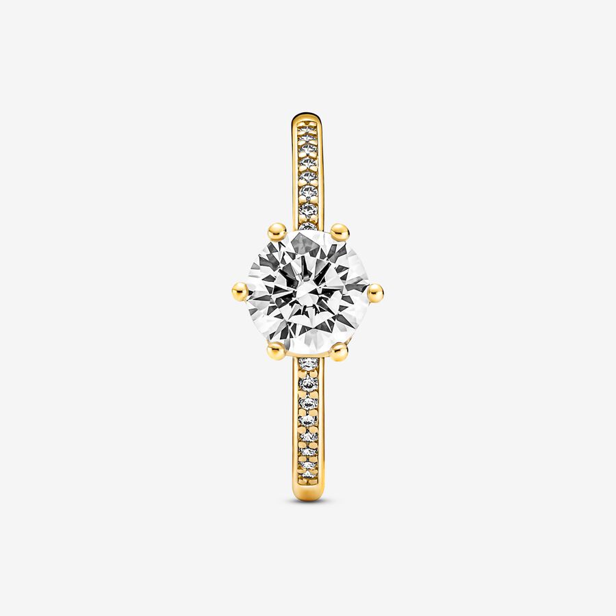 Clear Sparkling Crown Solitaire Ring - Image 3