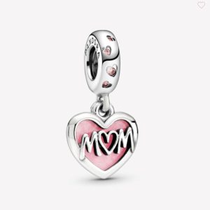 Mom Script Heart Dangle Charm