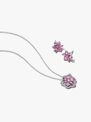 Herbarium Sparkling Pink Flower Jewelry Gift Set