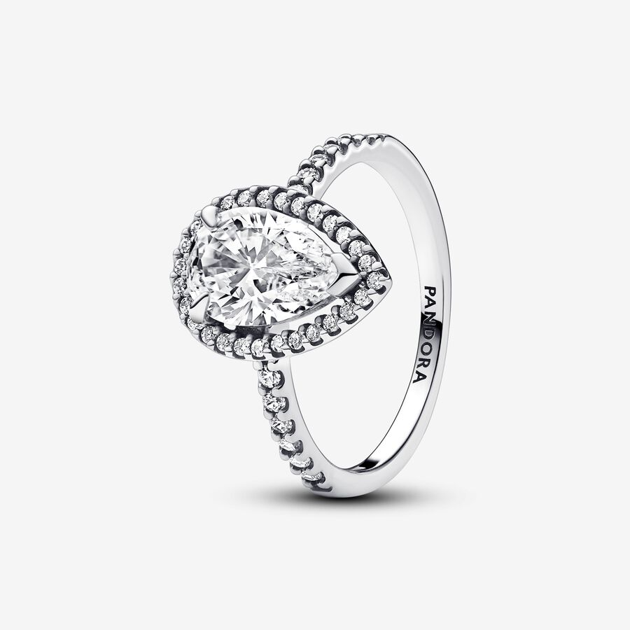 Sparkling Pear Halo Ring - Image 2