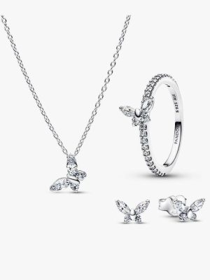 Sparkling Clear Butterfly Jewelry Set