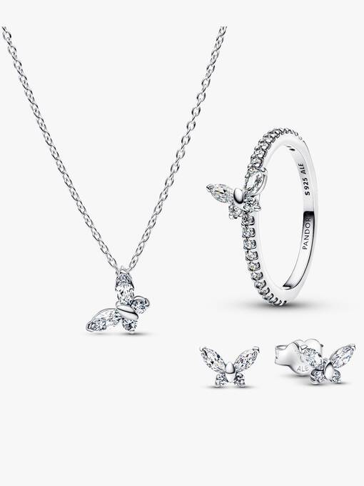 Sparkling Clear Butterfly Jewelry Set