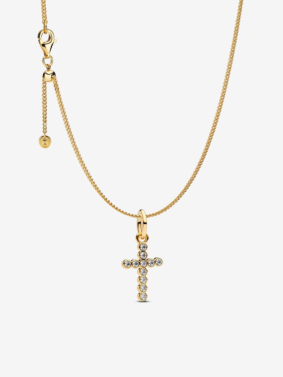 Round Bezel Cross Necklace Set