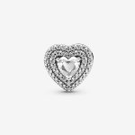 Sparkling Leveled Hearts Charm Clear